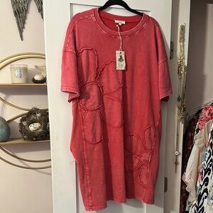 Easel mineral wash red knit dress size M new with tags